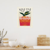 Tropisch Mai Tai Cocktail Poster Retro Tiki (Keuken)