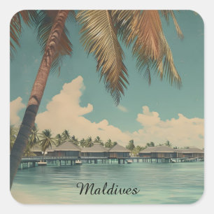 Tropisch Malediven-paradijs – luxe eiland ontsnapp Vierkante Sticker