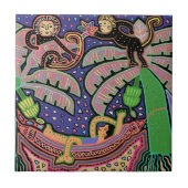 Tropisch Man in hangmat Tegeltje (Voorkant)