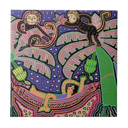 Tropisch Man in hangmat Tegeltje (Voorkant)