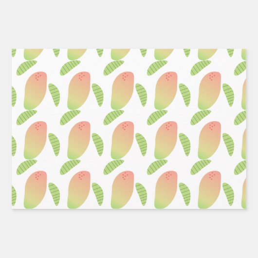 Tropisch Mango Fruit Green Sinaasappel Inpakpapier Vel (Voorkant 3)