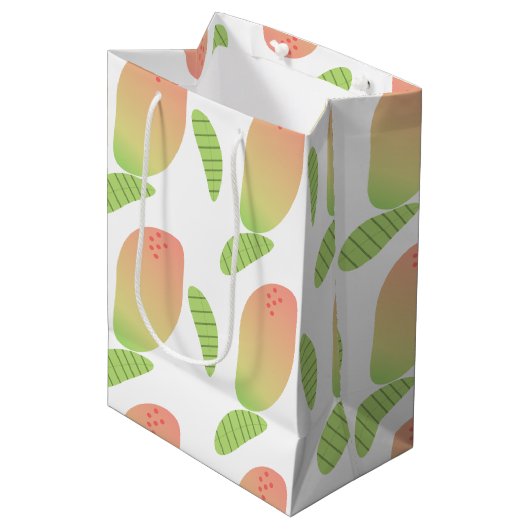 Tropisch Mango Fruit Green Sinaasappel Medium Cadeauzakje (Voorkant Gekanteld)