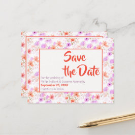 Tropisch Mango Oranje Floral Pattern Save the Date Aankondigingskaart