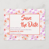 Tropisch Mango Oranje Floral Pattern Save the Date Aankondigingskaart (Voorkant)