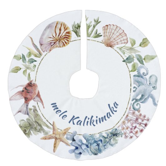 Tropisch mannetje Kalikimaka Kustthema Kerstmis Imitatie Linnen Kerstboom Kleed (Voorkant)