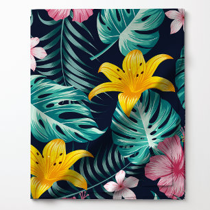 Tropisch marine en roze hibiscusbloemen bloemmotie stof