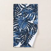 Tropisch marineblauw wit Oerwoud bladeren Bad Handdoek (Handdoek)