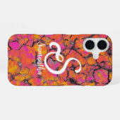 Tropisch marmeren monogram iPhone 16 hoesje (Achterkant horizontaal)