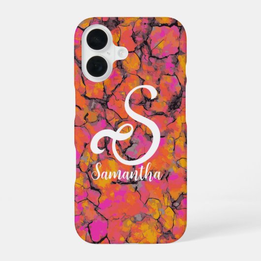 Tropisch marmeren monogram iPhone 16 hoesje (Achterkant)