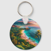 Tropisch Maui-eiland paradijs Sleutelhanger (Achterkant)