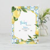 Tropisch mediterraan blauw Baby shower Kaart (Staand voorkant)