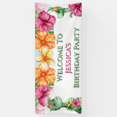 Tropisch meisje dinosaurussen oerwoud bloemen ZEER Spandoek (Verticaal)