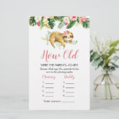 Tropisch Meisje Luiaard Baby Shower Hoe Oud Ouders (Staand voorkant)