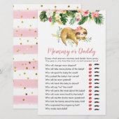 Tropisch meisje luiaard Baby shower mama of papa (Voorkant / Achterkant)