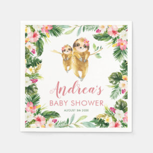 Tropisch meisje luiaard Baby shower papier servet