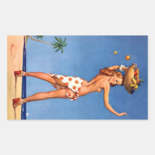 Tropisch Meisje Pin Up Rechthoekige Sticker