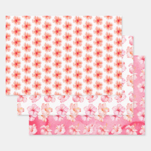 Tropisch meisje Roze Peach Hibiscus Flower Inpakpapier Vel