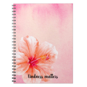 Tropisch meisje Roze Peach Hibiscus Flower Notitieboek