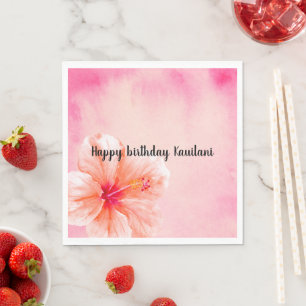 Tropisch meisje Roze Peach Hibiscus Flower Servet