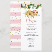 Tropisch Meisje Sloth Baby shower Menu Sjabloon (Voorkant / Achterkant)