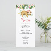 Tropisch Meisje Sloth Baby shower Menu Sjabloon (Staand voorkant)