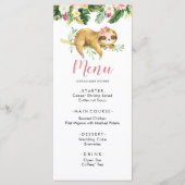 Tropisch Meisje Sloth Baby shower Menu Sjabloon (Voorkant)