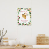 Tropisch Meisje Sloth Baby shower Welkomstbord Poster (Keuken)