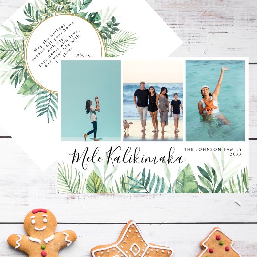 Tropisch Mele Kalikimaka kerstfoto Collage Feestdagenkaart