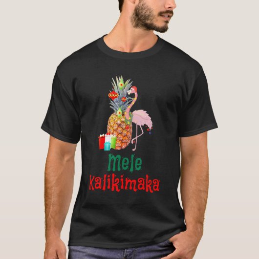 Tropisch Mele Kalikimaka Pineapple Flamingo Christ T-shirt (Voorkant)