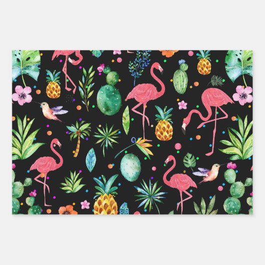 Tropisch Melody Pattern vogels & bloemen Inpakpapier Vel (Voorkant 3)