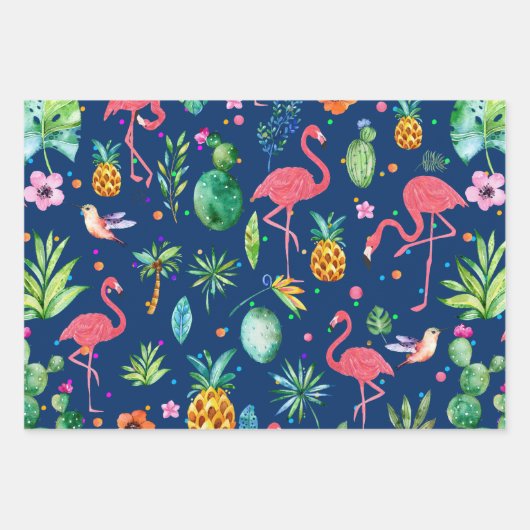 Tropisch Melody Pattern vogels & bloemen Inpakpapier Vel (Voorkant 2)