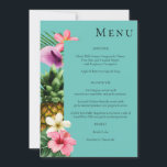 Tropisch menu Hawaiian Floral - Blauwgroen blauw Kaart<br><div class="desc">Viel je bruiloft of feest je receptie met stijl en schoonheid met je Blauwgroen menu Blauw van Tropische Hawaiian Floral.</div>