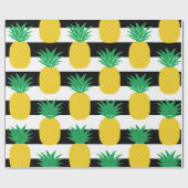 Tropisch met zwarte en witte strepe ananas cadeaupapier (Vlak)