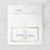 Tropisch Metallic Goud Palm Beach Bruiloft Plaatskaartje (Buitenkant ongevouwen)