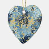 Tropisch metallisch blauw gele-olievloeistof keramisch ornament (Links)