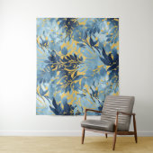 Tropisch metallisch blauw gele-olievloeistof wandkleed (In situ)