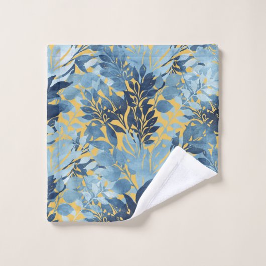 Tropisch metallisch blauw gele-olievloeistofontwer bad handdoek (Wasdoekje)