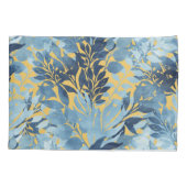 Tropisch metallisch blauw gele-olievloeistofontwer kussensloop (Achterkant-Links)