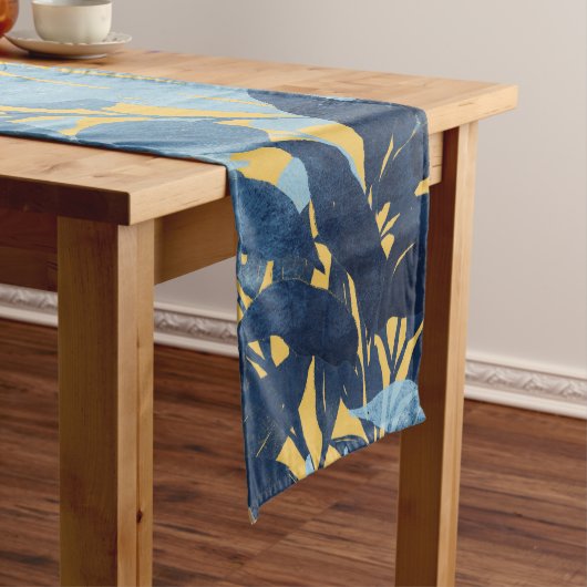 Tropisch metallisch blauw gele-olievloeistofontwer medium tafelloper (Voorbeeld)