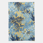 Tropisch metallisch blauw gele-olievloeistofontwer theedoek (Verticaal)