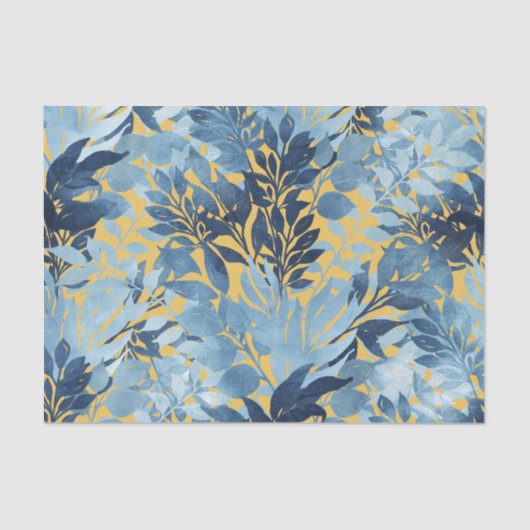 Tropisch metallisch blauw gele-olievloeistofontwer tissuepapier (Voorkant)