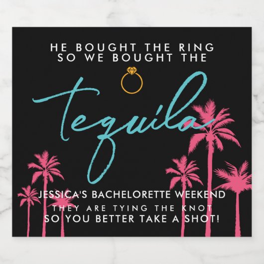 Tropisch Miami vrijgezellenweekend Likeurfles Etiket (Enkel label)