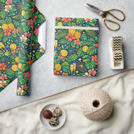 Tropisch Middernacht Toast Feest Patroon Cadeaupapier