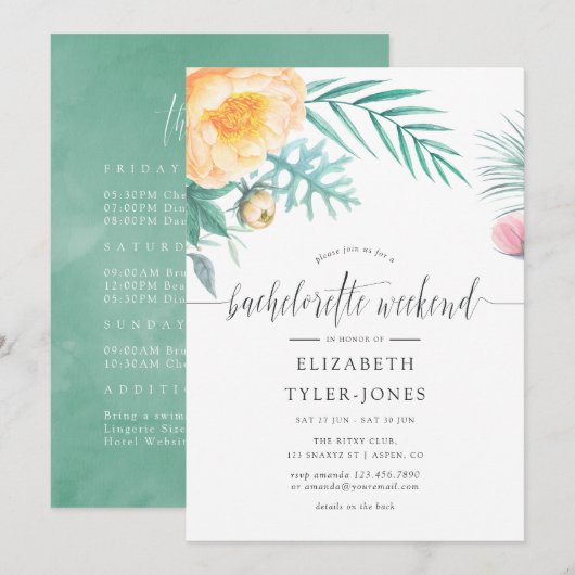 Tropisch Mint Bachelorette Weekend Itinerary Kaart (Voorkant / Achterkant)