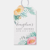 Tropisch Mint Floral Baby shower Cadeaulabel (Voorkant)