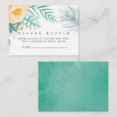 Tropisch Mint Floral Baby shower Diaper Raffle Informatiekaartje (Voorkant / Achterkant)