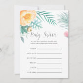 Tropisch Mint Floral Baby shower Guessing Game Kaart (Voorkant)