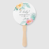 Tropisch Mint Floral Baby shower Handwaaier (Voorkant)