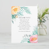 Tropisch Mint Floral Baby shower Hartelijk dank Bedankkaart (Staand voorkant)