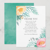 Tropisch Mint Floral Baby shower Hartelijk dank Bedankkaart (Voorkant / Achterkant)